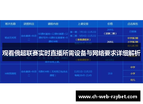 观看俄超联赛实时直播所需设备与网络要求详细解析 观看俄超联赛实时直播所需设备与网络要求详细解析